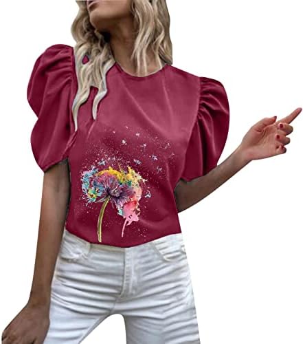 Plus veličine T majice Žene preklopni kratki rukav Cvijet Clot Flower Print majica TOP ženske vrhove dugih