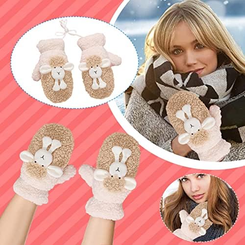 Qvkarw ženske zimske rukavice rukavice rukavice pune uloga u punom prstu slatka plišana rukavice za cijelo
