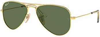 Ray-Ban Junior Rj9506S metalne Avijatičarske naočare za sunce, Arista / zelena polarizirana, 52 mm