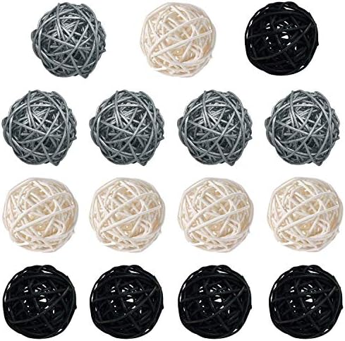 15-pakovanje više boja bijele crne srebrne loptice od ratana - ukrasni kuglica Prirodni sferi zanata, vjenčani