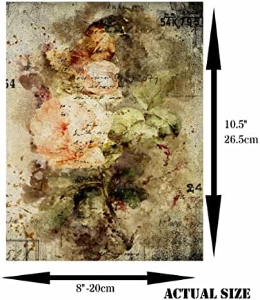Raspored buketarskih pirinča, 8 x 10,5 inča - 6 x različitih ispisanih malberry papirnih slika 30gsm vidljiva