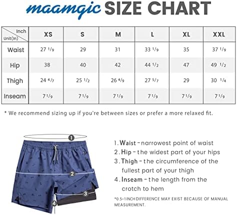 Maamgic Teretane kratke hlače za muškarce 7 inča Inseam s oblogom Stretch 2 u 1 vježbanje Hlače Muškarci
