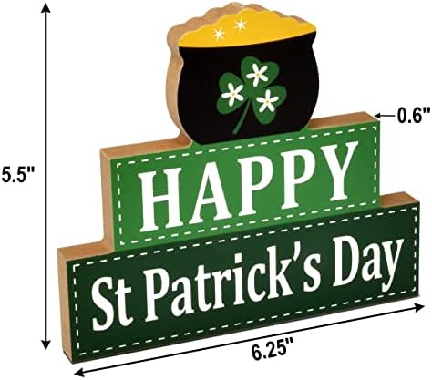 4 St Patrick Dan drveni stol dekoracije centralni blokovi Shamrock Clover Irski Patty slojevite poslužavnik