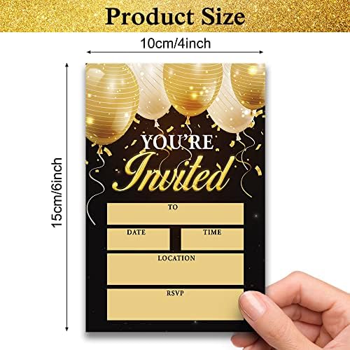 HIZCT Pozvani su pozivnice za balone za crne zlato sa kovertama za mladenke za bebe tuševi rođendani, diplomirane