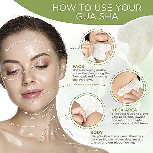 Jade Roller i Gua Sha Set- prirodni žadni kamen za lice, dvostrani masažni valjak stimuliše protok