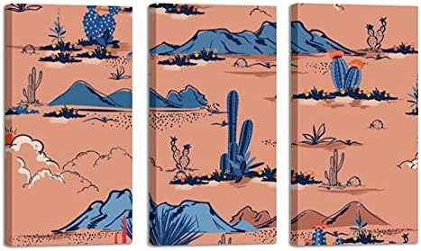 Zidna umjetnost za dnevni boravak, ulje na platnu veliki uokvireni Kaktus na pustinjskim Cvjetajućim sukulentima