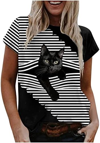 Ženske slatke grafičke majice za mačke životinje Novelty Funny 3D Print Cat CAT kratkih rukava Bluza Ljetne