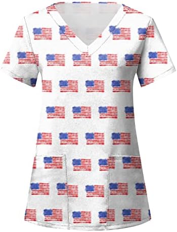 Vijaing 4. jula Američka zastava Skraćeno rukav s kratkim rukavima Košulje za žene vrhovi bluze