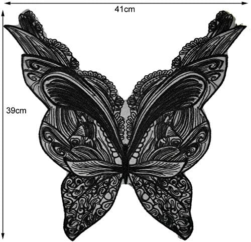 Crna leptir krpa zakrpa zakrpa čipka šivaća ovratnik vezena izrečena izrezana košulja Appličke uljepnice Vintage