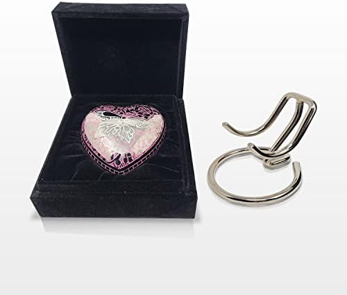 Butterfly Heart URN - ružičasto srce urnu sa postoljem i kutijom - Mali ružičasti leptir urn