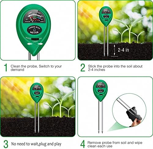 apine Moister merač tla, 3 u 1 Tester pH tla, komplet za ispitivanje tla za travnjake, baštu, farmu,