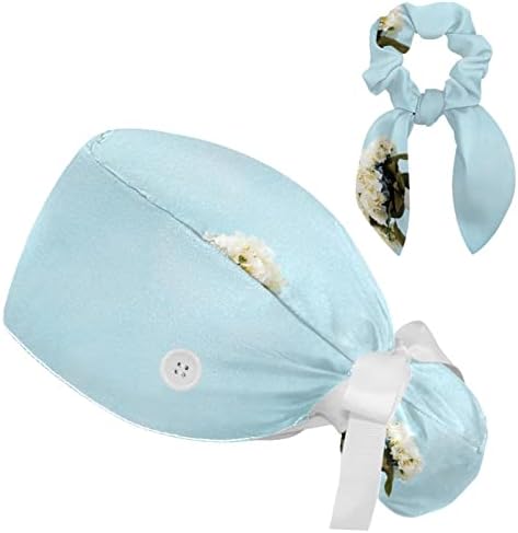 Podesiva radna kapa s gumbom, cvjetni plavi zaštitni šešir sa lukom