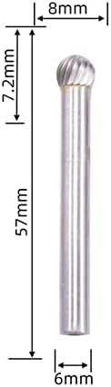 Aramox brušenje rezač za burr, jednokratna karbidna datoteka 8mm kugla glava 57mm dugačak osovina za konturiranje brurki mljevenja