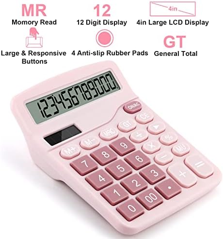 Desk kalkulator Ružičasta + dvostruka stočna mat plava / ružičasta 31,5 x 15,7