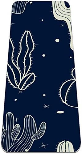 Sketchy Cactus Paint Navy Background Premium Thick Yoga Mat Eco Friendly gumeni Health & amp;