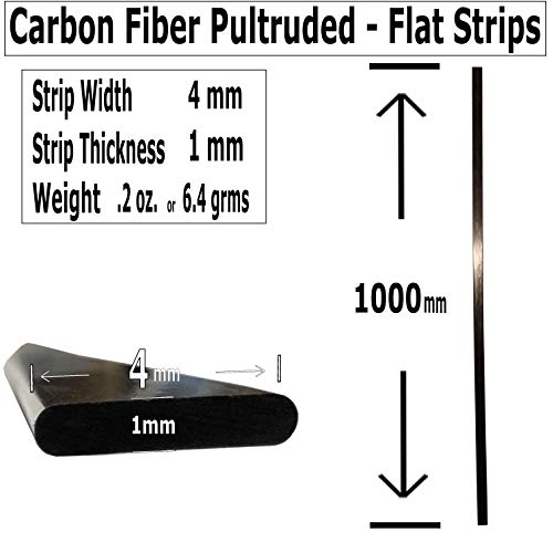 KARBXON-ravne šipke od karbonskih vlakana-1mm x 4mm x 1000mm – Pultrudirani ravni čvrsti štap-crna