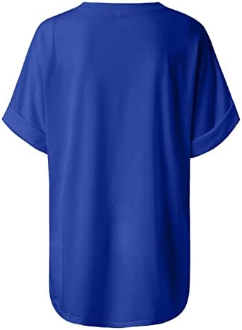 Žene V izrez T majica Loop Fit Gradient Thirt Trendy ljetna odjeća 2023 Bočni podijeljeni vrhovi za žene ljeto
