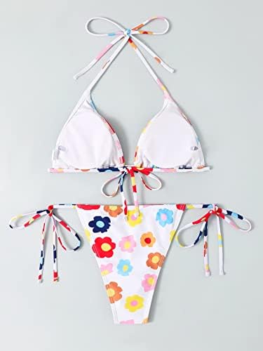 SOLY HUX ženski Bikini setovi sa cvjetnim printom Halter Tie bočni trokut seksi kupaći kostimi