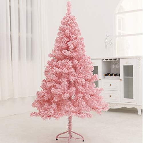 Zpee ružičasto plakovno božićno drvce, materijal PVC umjetno šarkovito borovo drvo s metalnim štandom jednostavno