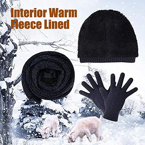 YF-Tow zimska kapa, Set rukavica za šal šešir, topli fluf pleteni flis obloženi toplim rukavicama na dodir