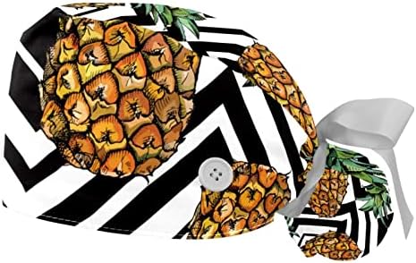 Yidax 2 komada Tropsko uzorak Radna kapa ananas banana s gumbom, držačem za konju i duks
