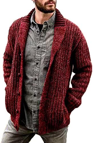 Džemper od pletiva za muški kaput moda retro rever dugme Labavi plus veličine kabel pletenu kardigan Henley