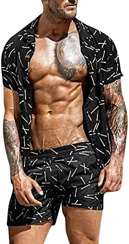 BMISEGM muške odijelo za odijelo setovi muške plaže tiskane kratke i ljetne majice s dvije komadice