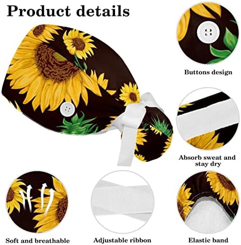 Tropsko cvijeće prozračna radna kapa s gumbom, luk za kosu, jedna veličina se uklapa u sve
