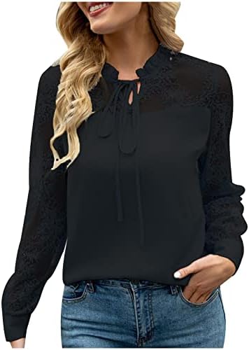 Ženski vrhovi seksi čista mrežasti bluza Ležerne prilike Ležerne prilike, majica s dugim rukavima, ruffle