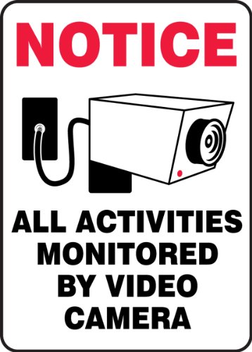 Accufform Mase809VP plastični sigurnosni znak, Primijetite sve aktivnosti koje se nadgleda video kamerom