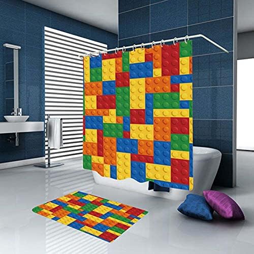 ENFOFT 2 kom. LEGO zavjesa za tuširanje s neklizajućim kupatilom, klizno smiješno vodootporno tuš za tuširanje