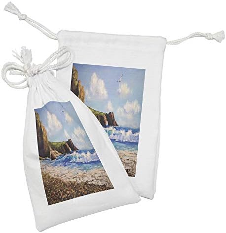 Ambesonne Country tkanina torba od 2, slikanje morske obale sa kamenom plažom FAVE i galebolov priroda