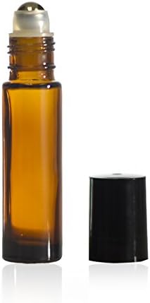 10 ml amber staklena valjka na boci sa kuglicom od nehrđajućeg čelika i BPA besplatne crne kape