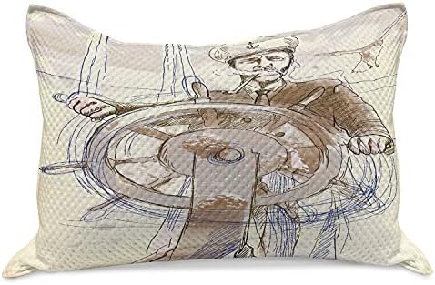 Ambesonne nautička pletena jastuk za prekrivač, morski kapetan The Leader mornarsko skica umjetnost