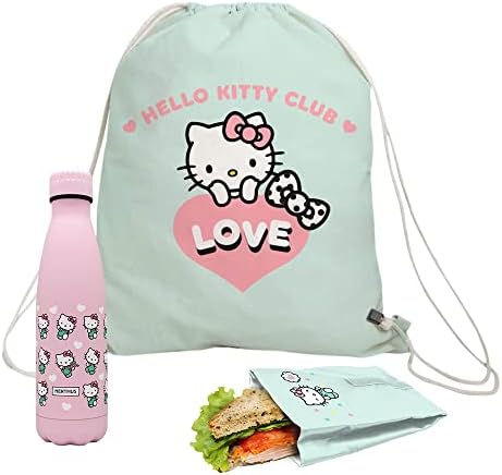 Nerthus FIH 965 set Hello Kitty sendvič torba + ruksak + dvostruka zidna boca od nehrđajućeg čelika 500ml