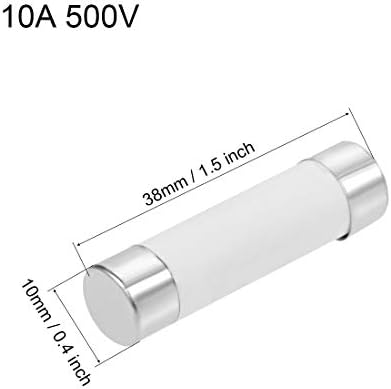Uxcell keramički uložak osigurači 10a 500V 10x38mm Zamjena brze punjenja za stereo alarm pojačala