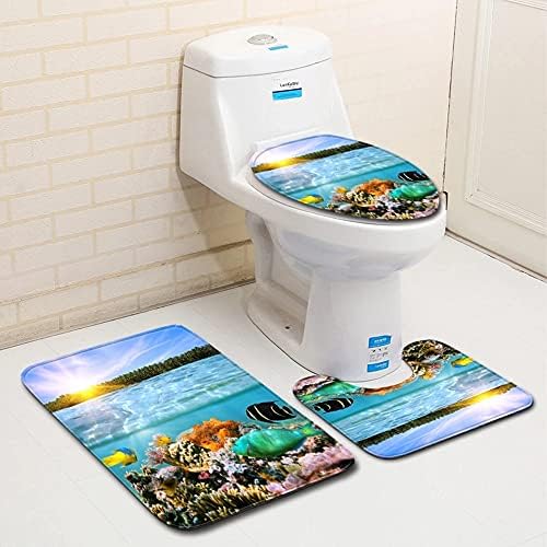 Liruxun poklopac WC daske 3kom Set prostirka za kupatilo za WC kupatilo dekoracija ukrasa tepih