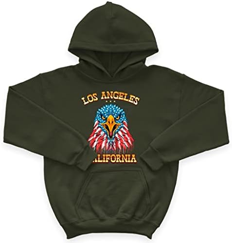 Los Angeles Eagle Kids 'Sponge Fleece Hoodie - USA zastava Dečije Hoodie - Patriotska hoodie za decu