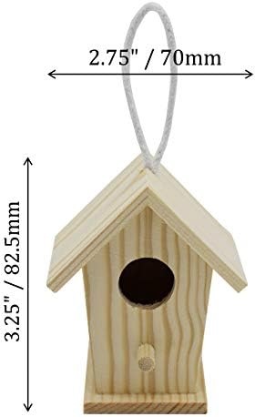 Kreativni Hobiji 12-pakovanje Mini drvenih kuća za ptice za farbanje, sa visećim gajtanima, nedovršenim DIY