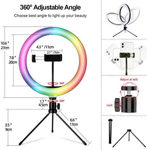 SDFGH 10-inčni RGB Selfie Led prsten za punjenje okrugla fotografija Prigušiva lampa sa stativom