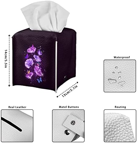 Suobstales ljubičasti leptir cvjetni tkivni kutija, četverokutna koža Moderna držač za papir na licu, pribor