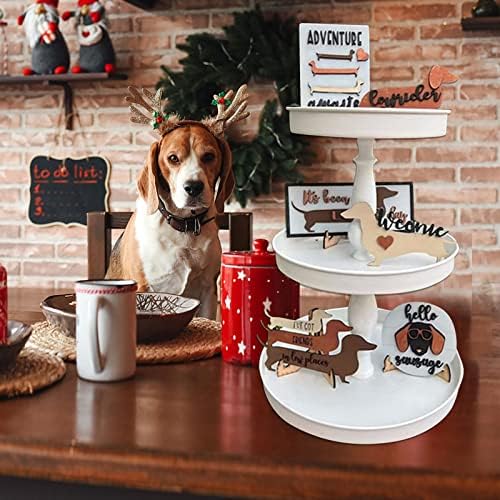 Božićni dekor ladice - 8pcs Jahyshund za psov za pse dekor Drvo Dekor pasa Rustikalni ukrasi