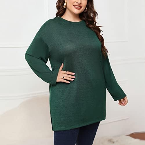 Ženske pune boje velike veličine dugih rukava dugih casual seksi modni okrugli vrat Party bluza T majice