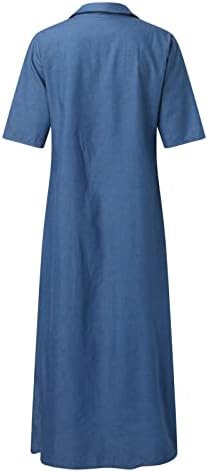Miashui haljina ležerno ljeto žene Casual Moda čvrsta haljina za spuštanje ovratnik Dugi rukav haljina labava