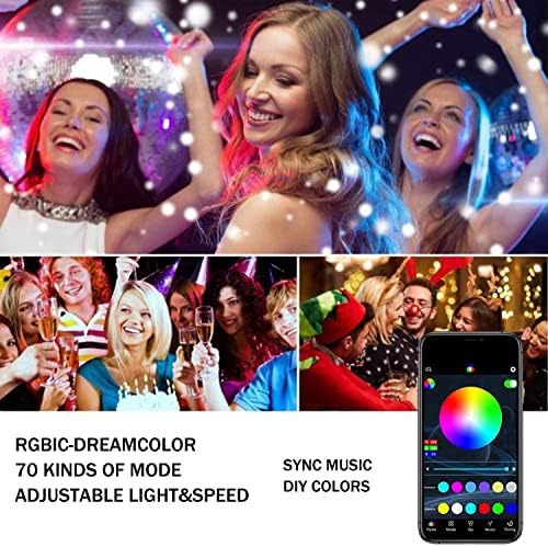 16.4 FT RGB Fairy Lights za Božićne dekoracije, 50 LED USB žičana svjetla Bluetooth App kontrola, 70 scena,