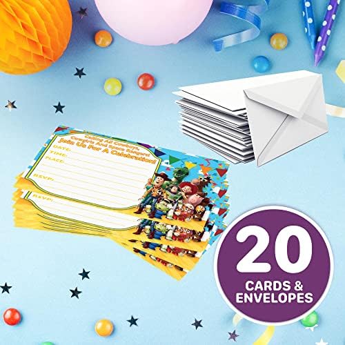 Kartice za priče i koverte za priče o igračkama - 20 Pozicija za djecu za djecu Rođendanska bash i tema, 10x15