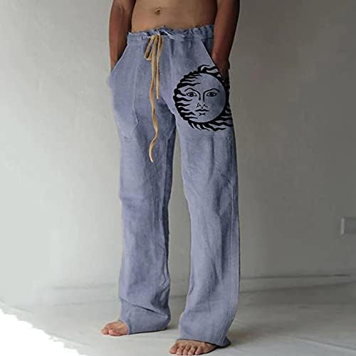 Muške ljetne pamučne posteljine hlače elastične struine nacrtavajuce labave džepove Hlače natuvremene