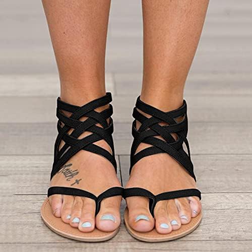 Kingtowag Moda otvorena ženska toe ljetne sandale za prozračne sandale plaža ravne patentne patentne