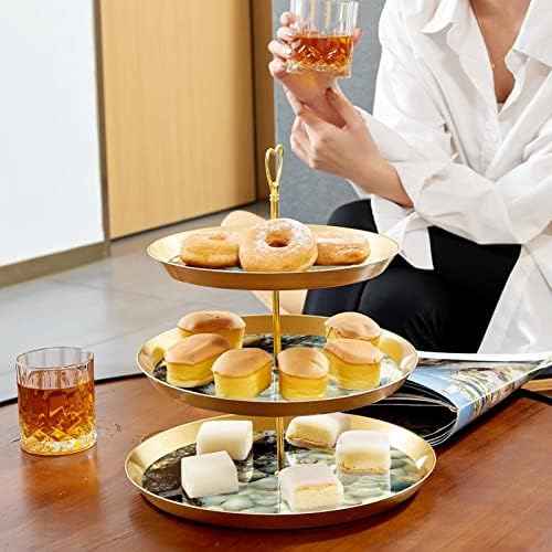 Držač za morsku školjku Cupcake za pecivo, 3 slojevi plastični zlatni zastoj za stol za desert,