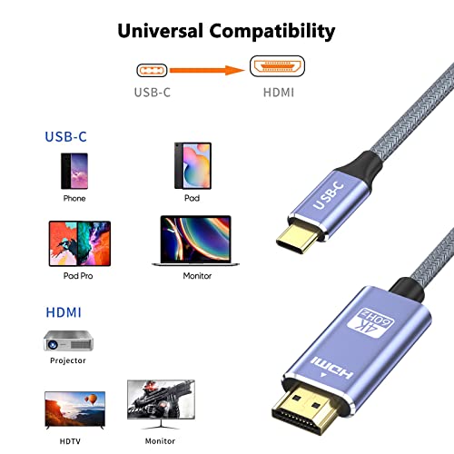 Leimashi USB C u HDMI kabl, [4K, 60Hz brzina] USB tip C do HDMI kabela za kućni ured, [Thunderbolt